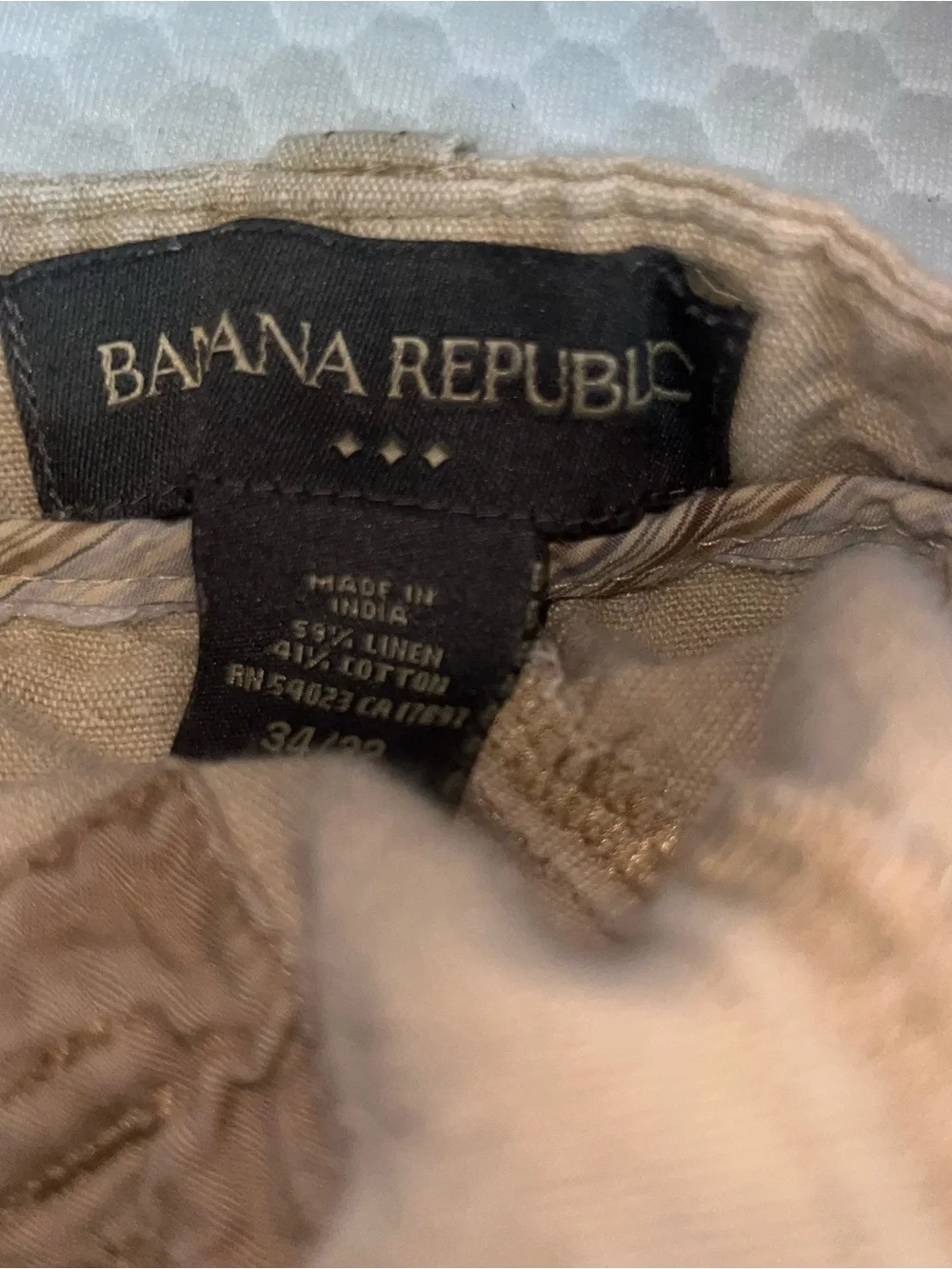 Banana Republic Men Linen Pants 34x30* Tan Blend Breathable Beach Summer Trouser